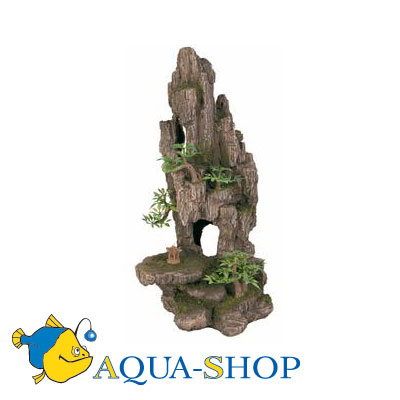 Аквариумная декорация TRIXIE - Скала с пещерой с растениями, пластик, 23.5 см