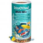 Корм для прудовых рыб Tetra Pond Multi Mix, гранулы хлопья таблетки гаммарус, 1 л