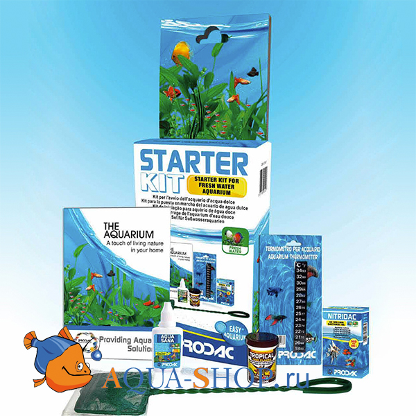 Набор для аквариума Prodak Starter Kit (сачок, кондиционеры, корм, термеметр)