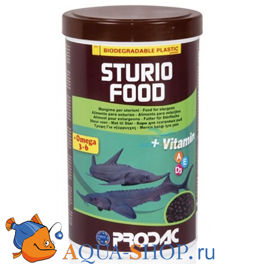 Корм для осетров и стерляди Prodac Sturio food 1,2л/700г в гранулах