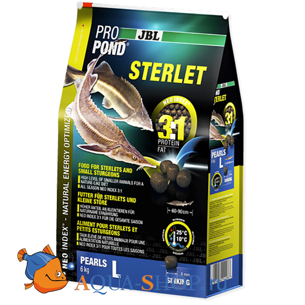 Корм для прудовых рыб ProPond Sterlet L основной, в форме тонущих гранул для осетровых рыб большого размера, 6,0 кг (12 л)