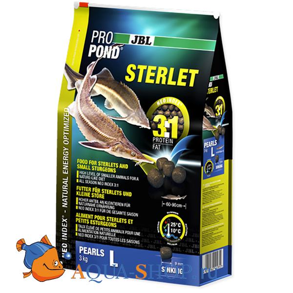 Корм для прудовых рыб ProPond Sterlet L основной, в форме тонущих гранул для осетровых рыб большого размера, 3,0 кг (6 л)