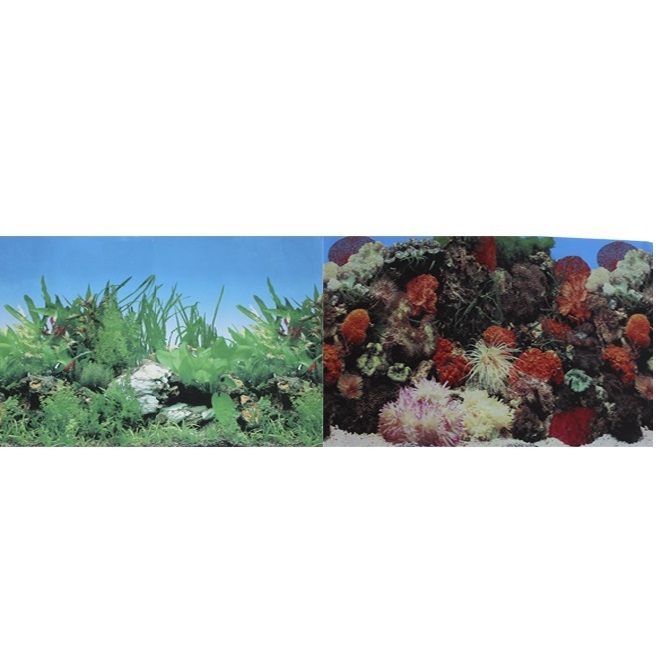Фон для аквариума двухсторонний Кораллы/Растительный 60х150см