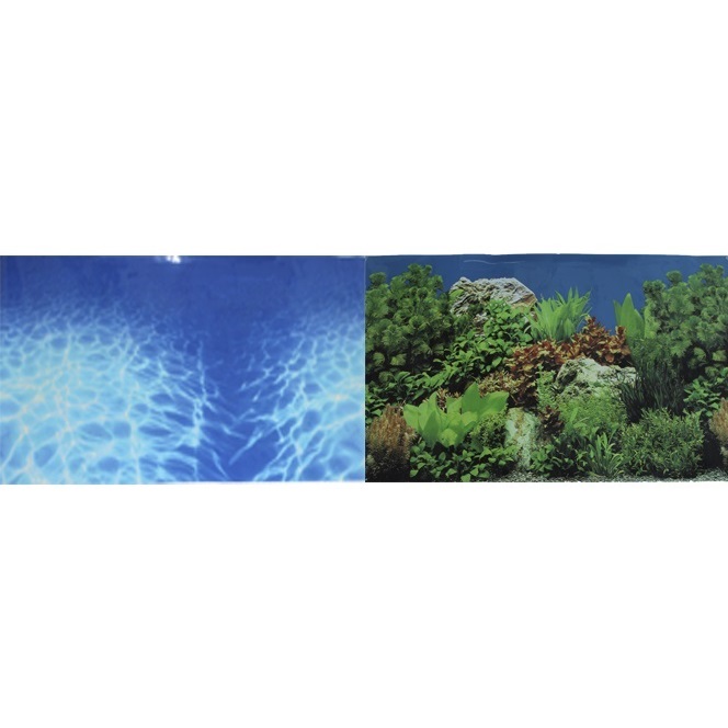 Фон для аквариума двухсторонний Синее море/Растительный пейзаж 30х60см