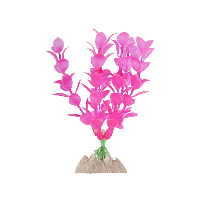 Растение  пластиковое GLOFISH розовое флуоресцентное 15 см